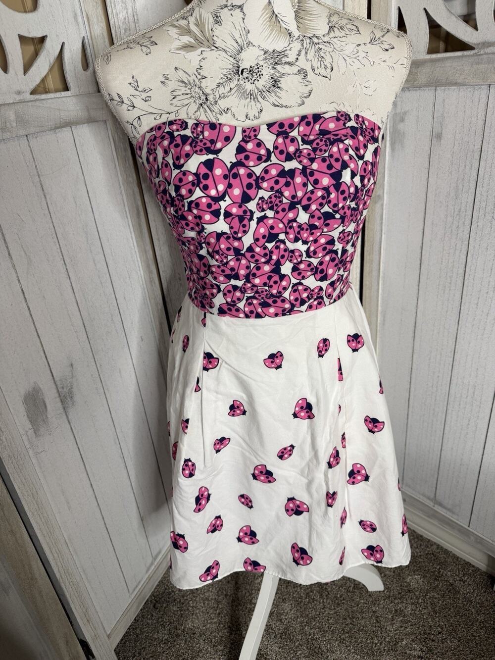 Lilly Pulitzer Felicity Dress Resort White Ladybug Garden Strapless Smocked Sz 4